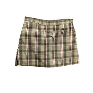 Size 12P AW Golf Petite Womens Skort Pockets Green Pink Plaid Skirt Shorts